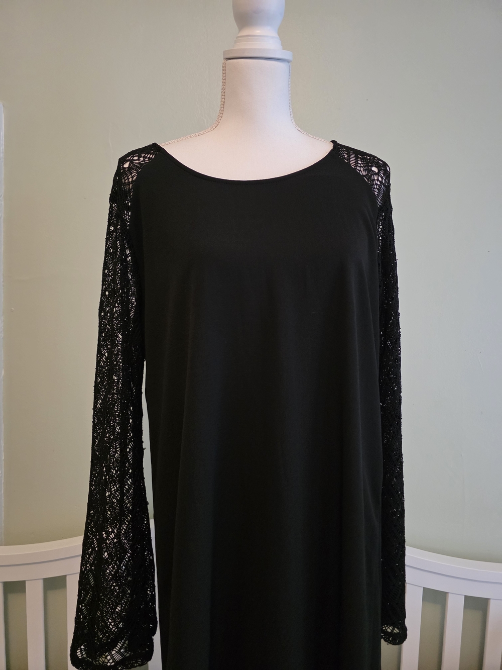 LC Lauren Conrad Black Long Sleeve Lace-Sleeve Dress